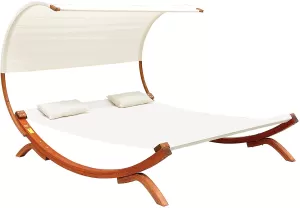 Image of Outsunny Hammock 01-0860 Wood, Cotton White