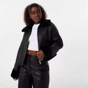 Image of Jack Wills Reversible PU & Faux Fur Jacket - Black