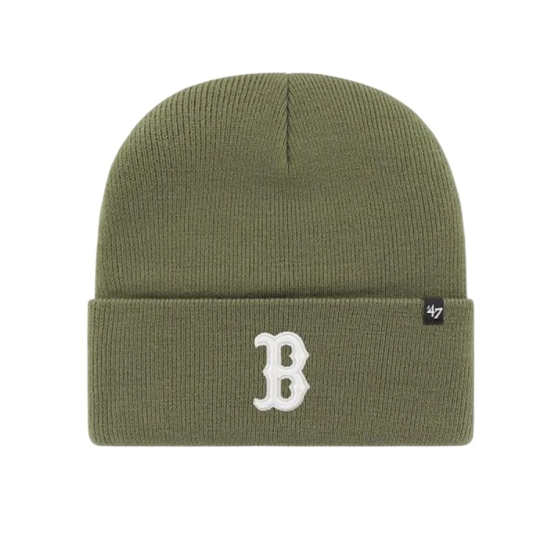 Image of Boston Red Sox Mens Haymaker MLB 47 Knitted Cuff Beanie in Olive Olive Male One Size