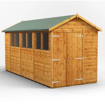 Image of 14x6 Power Apex Double Door Garden Shed - Brown