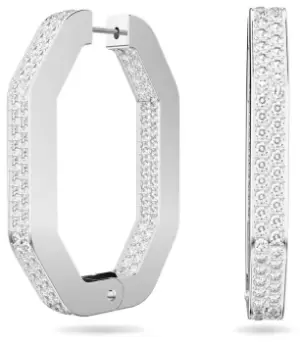 Image of Swarovski 5639099 Dextera Octagon Hoop Pave Earrings Rhodium Jewellery