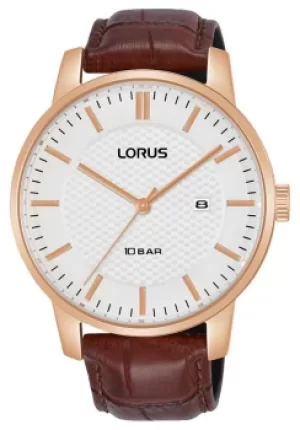 Image of Lorus 42mm Quartz White Dial Brown Leather Strap RH978NX9 Watch