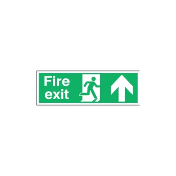 Image of Fire Exit Arrow Up Vinyl Sign - 450 X 150MM
