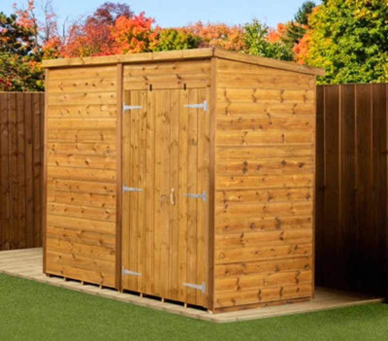 Image of Empire Sheds Empire Modular Pent 8X4 Dipped Treated Tongue And Groove Wooden Garden Shed Double Door (8' X 4' / 8ft X 4ft) (8X4)
