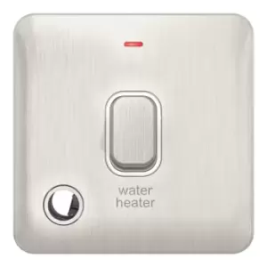 Image of Schneider LSD 20AX Double Pole Switched LED Flex Outlet White Insert Stainless Steel - GGBL2014WHWSS