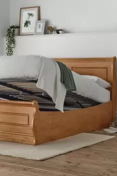 Image of Marseille New Oak Wooden Ottoman Storage Bed Frame