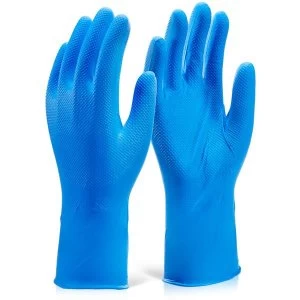Image of Glovezilla Nitrile Disposable Grip Glove 30Cm S Blue Ref GZNDG15BS