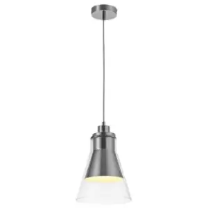 Image of Luminosa Lighting - Ceiling Dome Pendant, 1 x E27, Polished Chrome, Clear Glass
