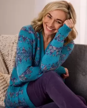 Image of Cotton Traders Womens Longline Edge-To-Edge Cardigan in Green