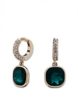Image of Mood Gold Plated Green Huggie Drop Earrings