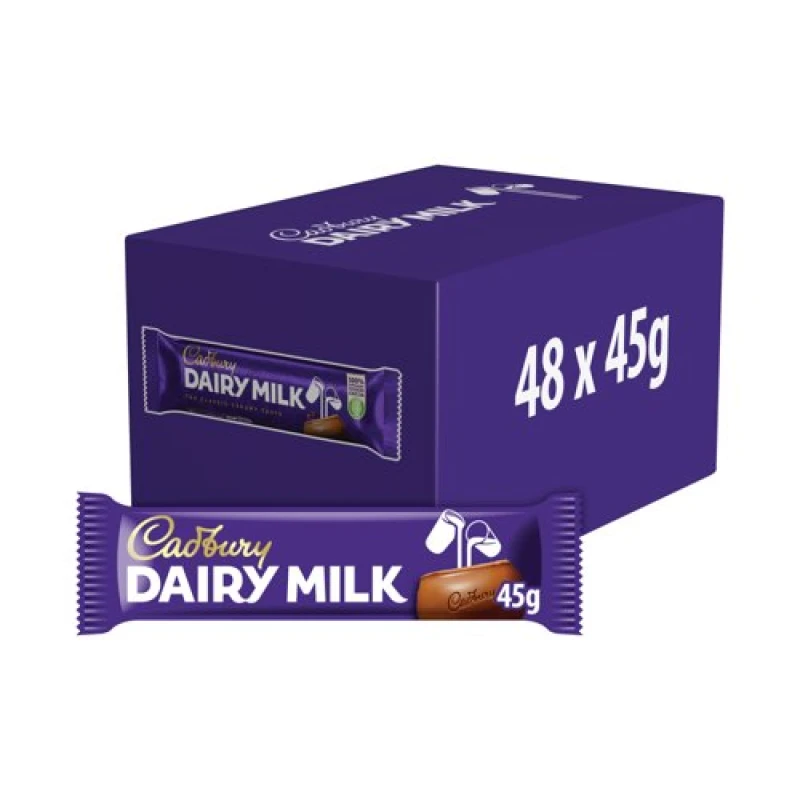 Image of Cadbury Cadbury Dairy Milk Chocolate Bar 45g (48 Pack) 968169 968169