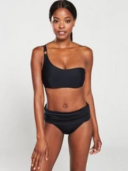 Image of Pour Moi One Shoulder Underwired Bikini Top - Black, Size 32C, Women