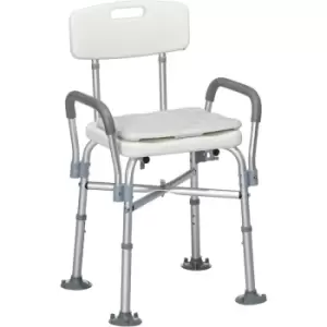 Image of Homcom - Aluminium Shower Chair Adjustable Bath Stool for Senior Disabled Pregnant - White
