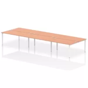 Image of Impulse Bench B2B 6 Person 1600 White Frame Office Bench Desk Beech