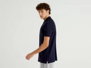 Image of Benetton, Regular Fit Dark Blue Polo, taglia S, Dark Blue, Men