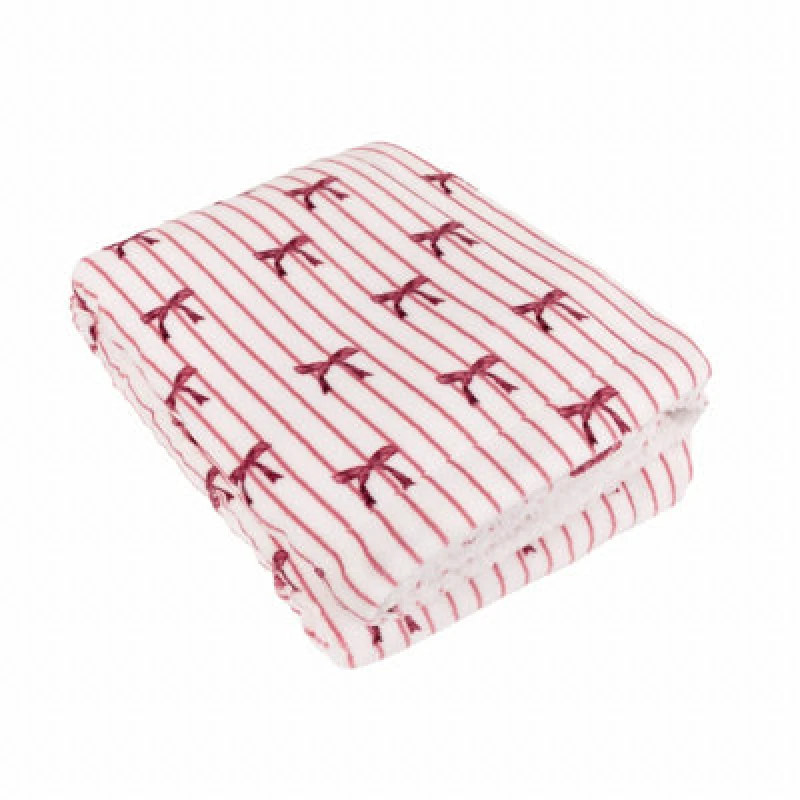 Image of Furn Furn Noortje Bows Sherpa Fleece Throw in Pink Size: 130cm x 180cm Pink 130cm x 180cm Unisex 5025532353009