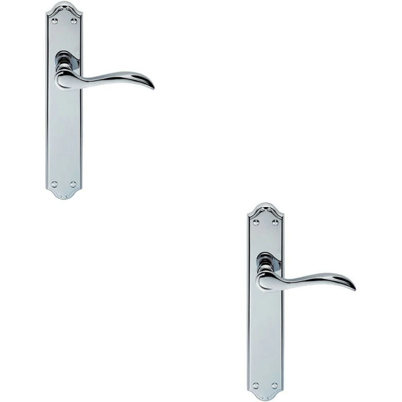 Image of Loops 2x PAIR Curved Handle on Long Latch Backplate 245 x 45mm Polished Chrome Multi