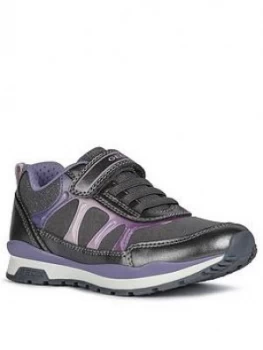 Image of Geox Girls Pavel Strap Trainer - Grey purple, Grey/Purple, Size 11 Younger