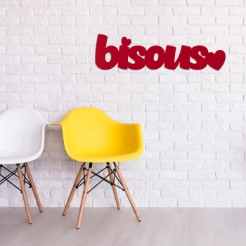 Image of Bisous - Red Red Decorative Wooden Wall Accessory