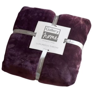 Image of Gallery Flannel Fleece Throw 140 x 180cm - Plum