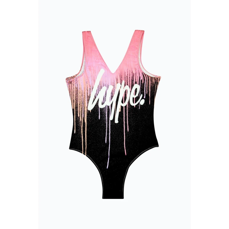 Image of Hype Multi Dark Pastel Drips Swimsuit Multi female