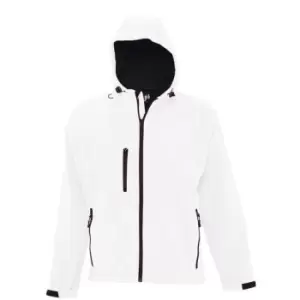 Image of SOLS Mens Replay Hooded Soft Shell Jacket (Breathable, Windproof And Water Resistant) (S) (White)