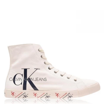Image of Calvin Klein Jeans Aston High Top Canvas Trainers - Bright White