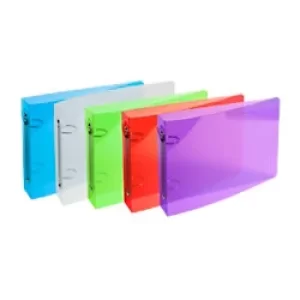 Image of Exacompta Ring Binder Crystal 51090E Polypropylene A4 25mm 2 ring Assorted Pack of 10