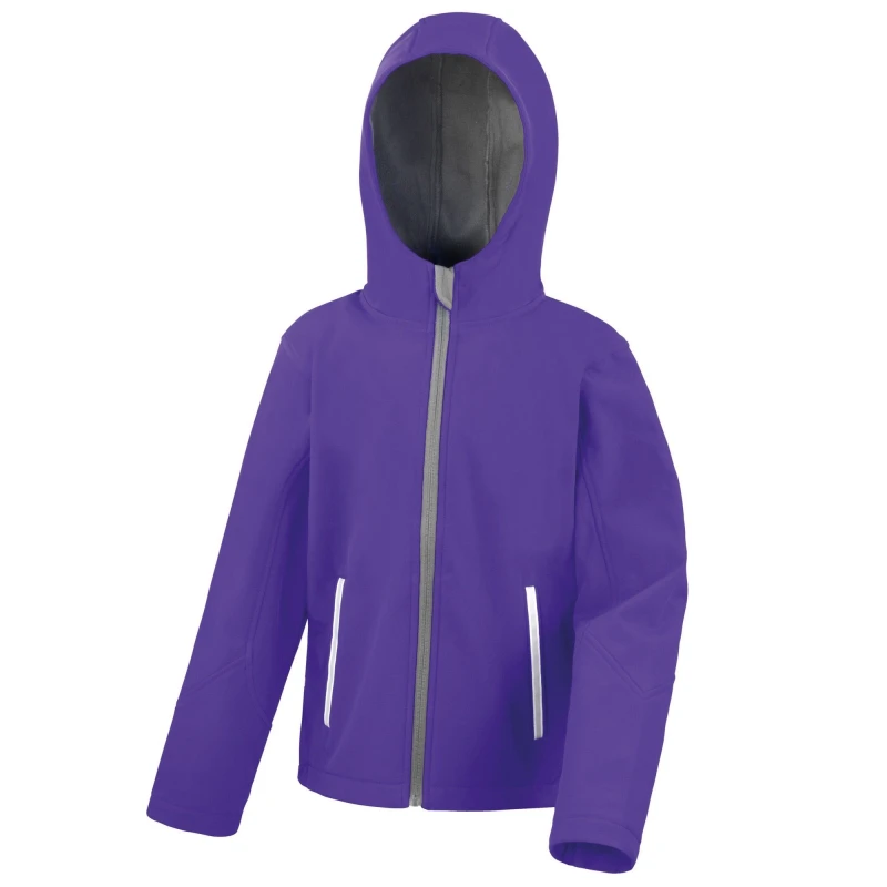 Image of Result Core TX Performance Hooded Soft Shell Jacket in Purple Size: 3-4 Years Purple Unisex 3-4 Years