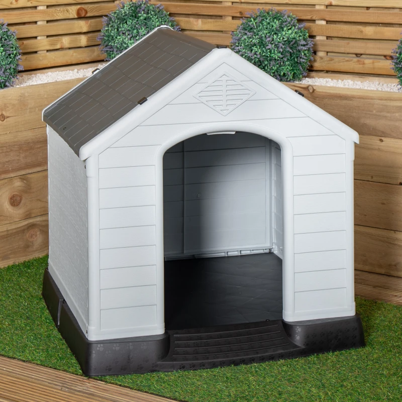 Image of 82 x 76cm Samuel Alexander Small Outdoor Plastic Dog House with Raised Bed