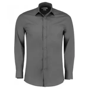 Image of Kustom Kit Mens Long Sleeve Tailored Poplin Shirt (19) (Graphite)