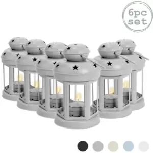 Image of Nicola Spring - Metal Hanging Tealight Lanterns - 16cm - Grey - Pack of 6