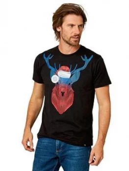 Image of Joe Browns Santa Stag T-Shirt - Black Size M Men