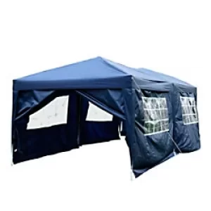 Image of OutSunny Foldable Gazebo Blue 2550 x 2970 x 5910 mm