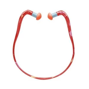 Image of Howard Leight Quiet Band QB3HYG Banded Earplugs Red BandOrange Pods Resealable Bag 10 Pairs