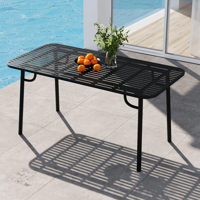 Image of Breeins 1.6m Outdoor Garden Metal Table Black unisex One size