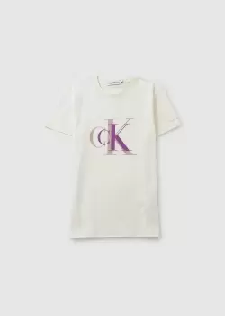 Image of Calvin Klein Kids Colour Block Monogram T-Shirt In Ivory