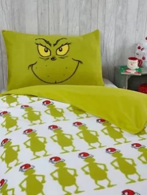Image of The Grinch I'm Back Fleece Christmas Bedding Single Duvet Cover Set, Multi