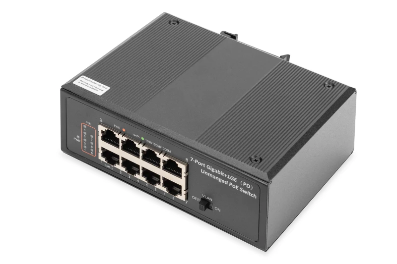 Image of Digitus 7 Port Gigabit Ethernet Netzwerk PoE Switch. Industrial. Unman