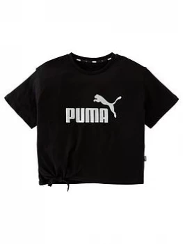 Image of Puma Girls Essential Logo Silhouette Short Sleeve T-Shirt - Black, Size 3-4 Years, Women