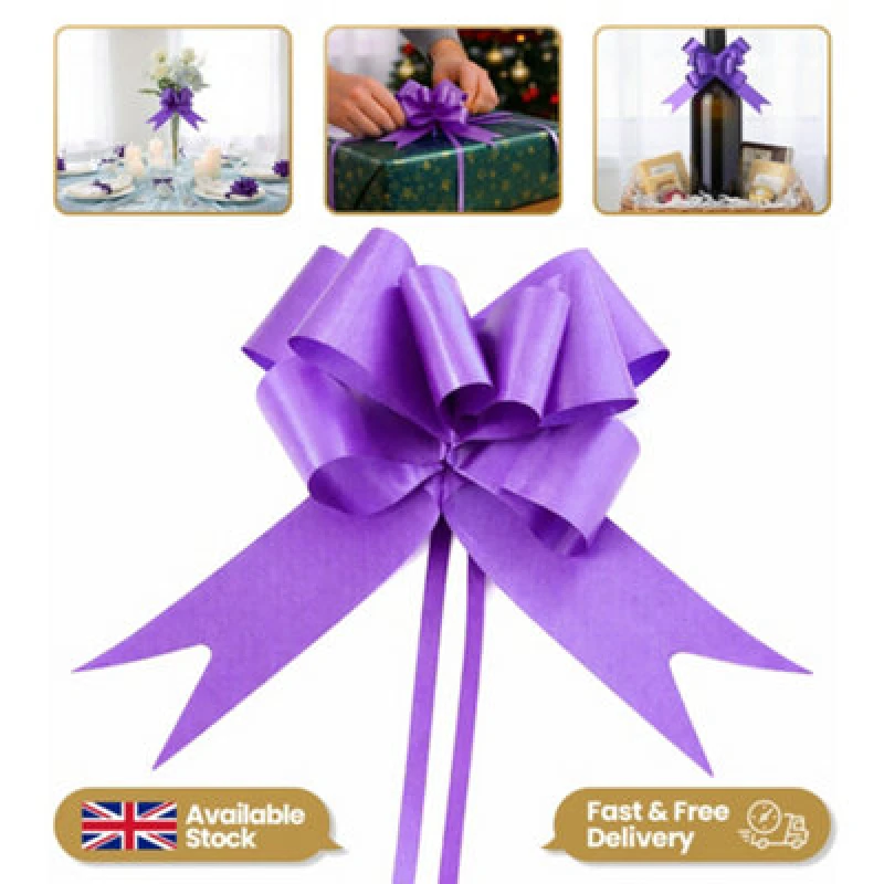 Image of Shatchi Large 30mm/3cm Ribbon Pull Bows Purple for All Occation Decoration , 20PK Purple unisex
