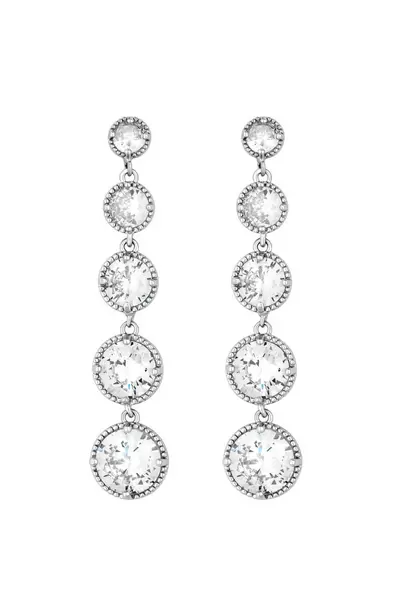 Image of Jon Richard Silver Plated Cubic Zirconia Graduated Drop Earrings Silver