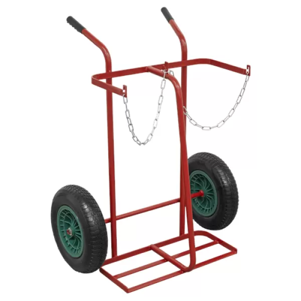 Image of Genuine SEALEY ST28P Welding Bottle Trolley with Pneumatic Tyres - 2 Bottle