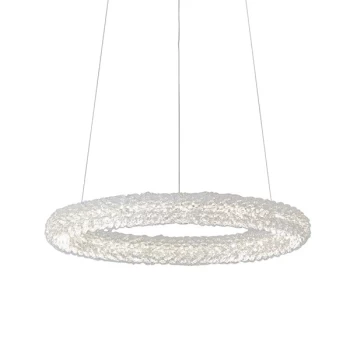 Image of Neve Integrated LED Pendant Chrome Effect Plate & Crystal (K9) Glass Detail 1 Light Dimmable IP20