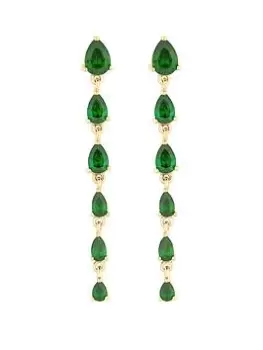 Image of Jon Richard Gold Plated Emerald Linear Pear Drop Earrings