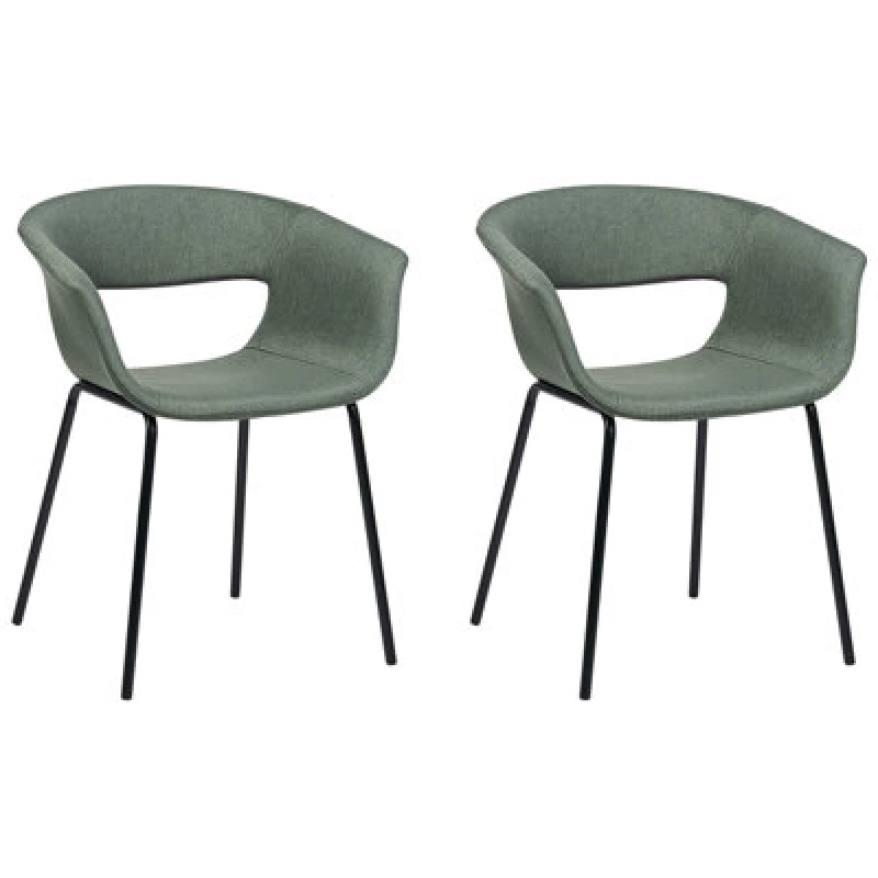 Image of Beliani Set Of 2 Dining Chairs Elma Dark Green