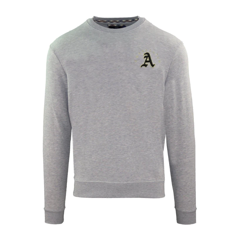 Image of Aquascutum Mens Roundnk Sweat Crew Sweatshirt Crew Sweaters Small Grey 52210602350