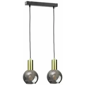 Image of Keter Supra Bar Pendant Ceiling Light Black, Gold, 50cm, 2x E27