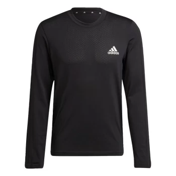 Image of adidas AEROREADY Motion Seamless Sport Long-Sleeve Top Me - Black / White