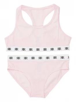 Image of River Island 2 Piece Racer Crop Top Briefs Set Pink Size 7-8 Years Girls